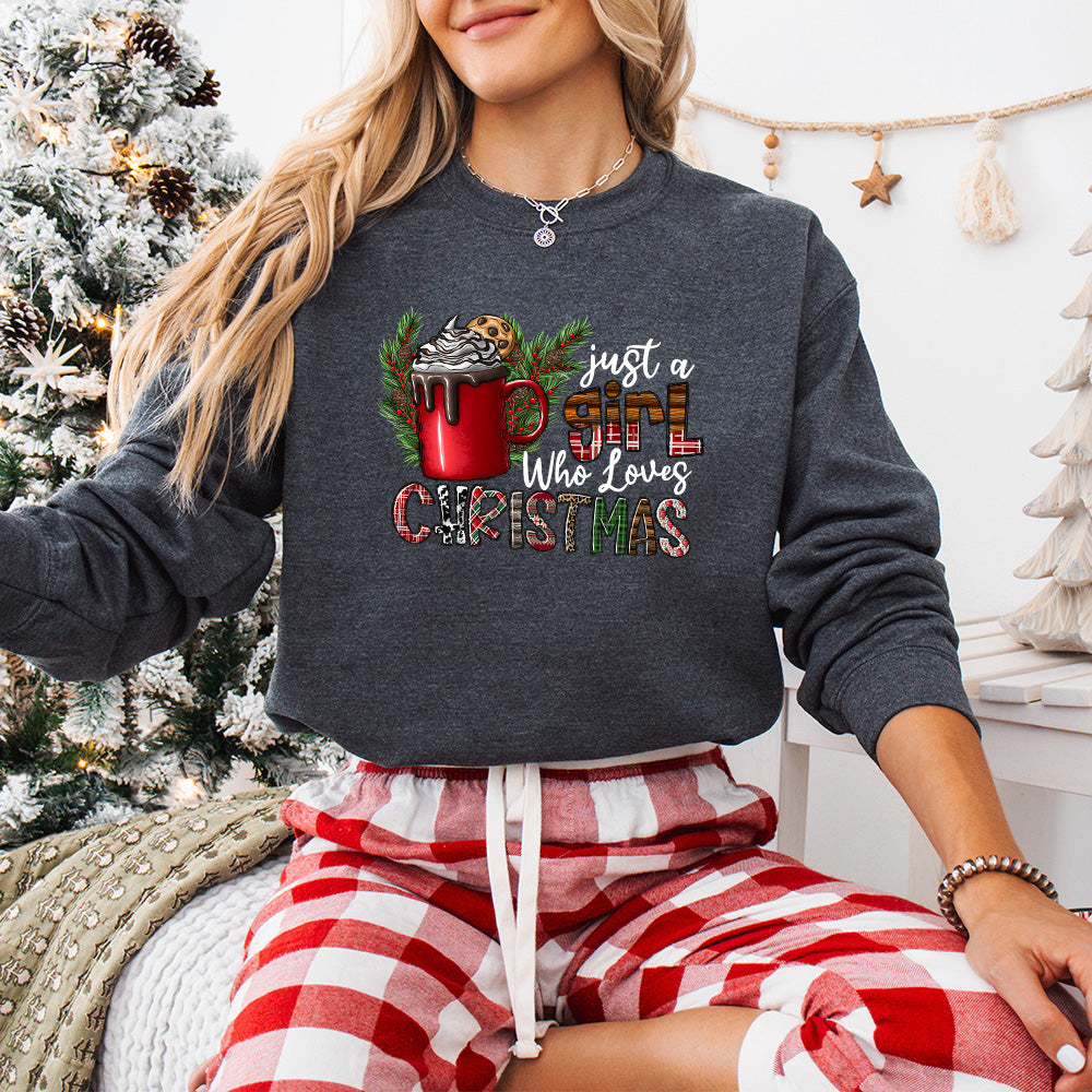 Just A Girl Who Loves Christmas Cup Design - Christmas Unisex Crewneck T-Shirt Sweatshirt Hoodie