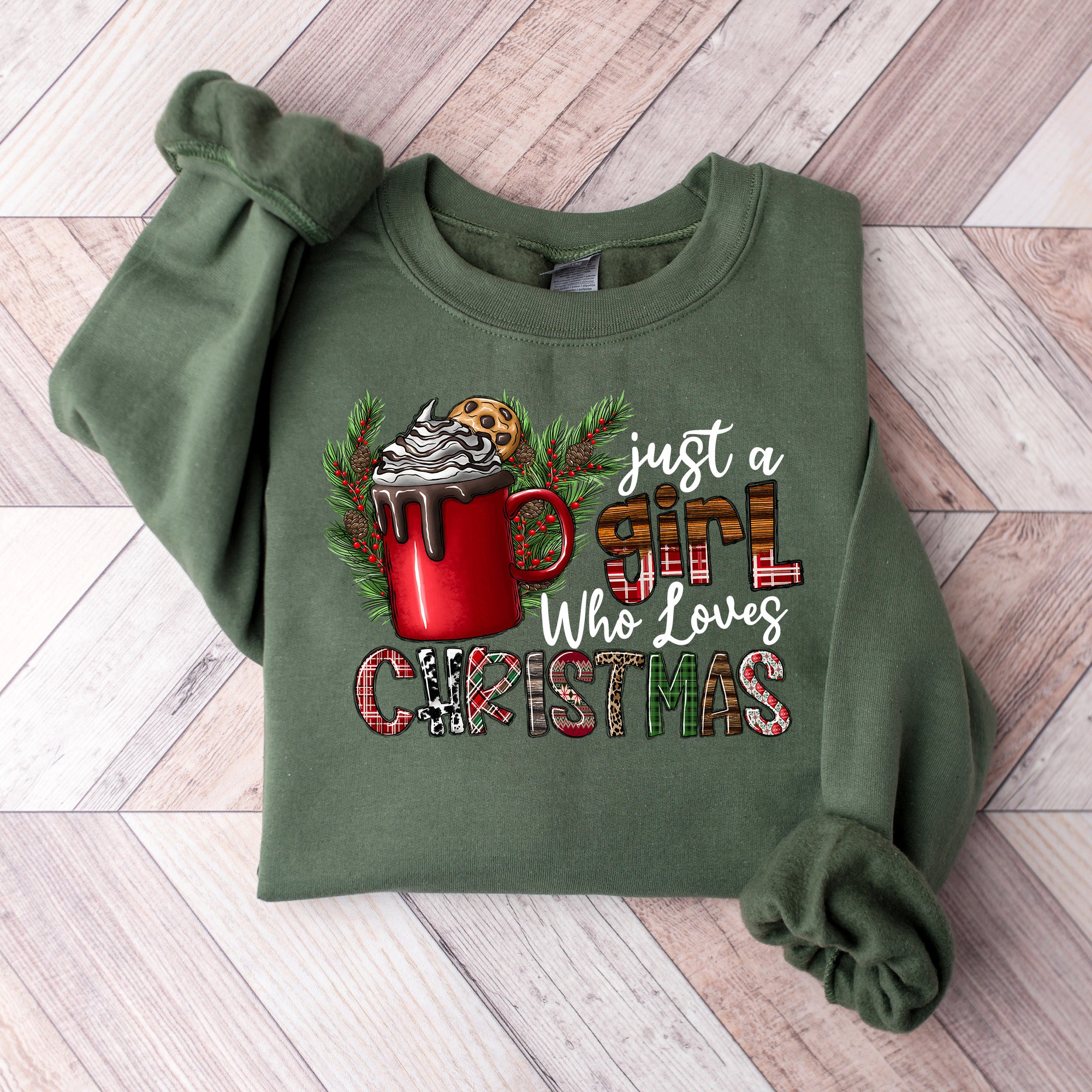 Just A Girl Who Loves Christmas Cup Design - Christmas Unisex Crewneck T-Shirt Sweatshirt Hoodie