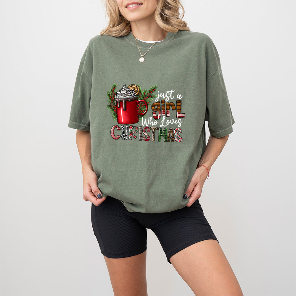 Just A Girl Who Loves Christmas Cup Design - Christmas Unisex Crewneck T-Shirt Sweatshirt Hoodie