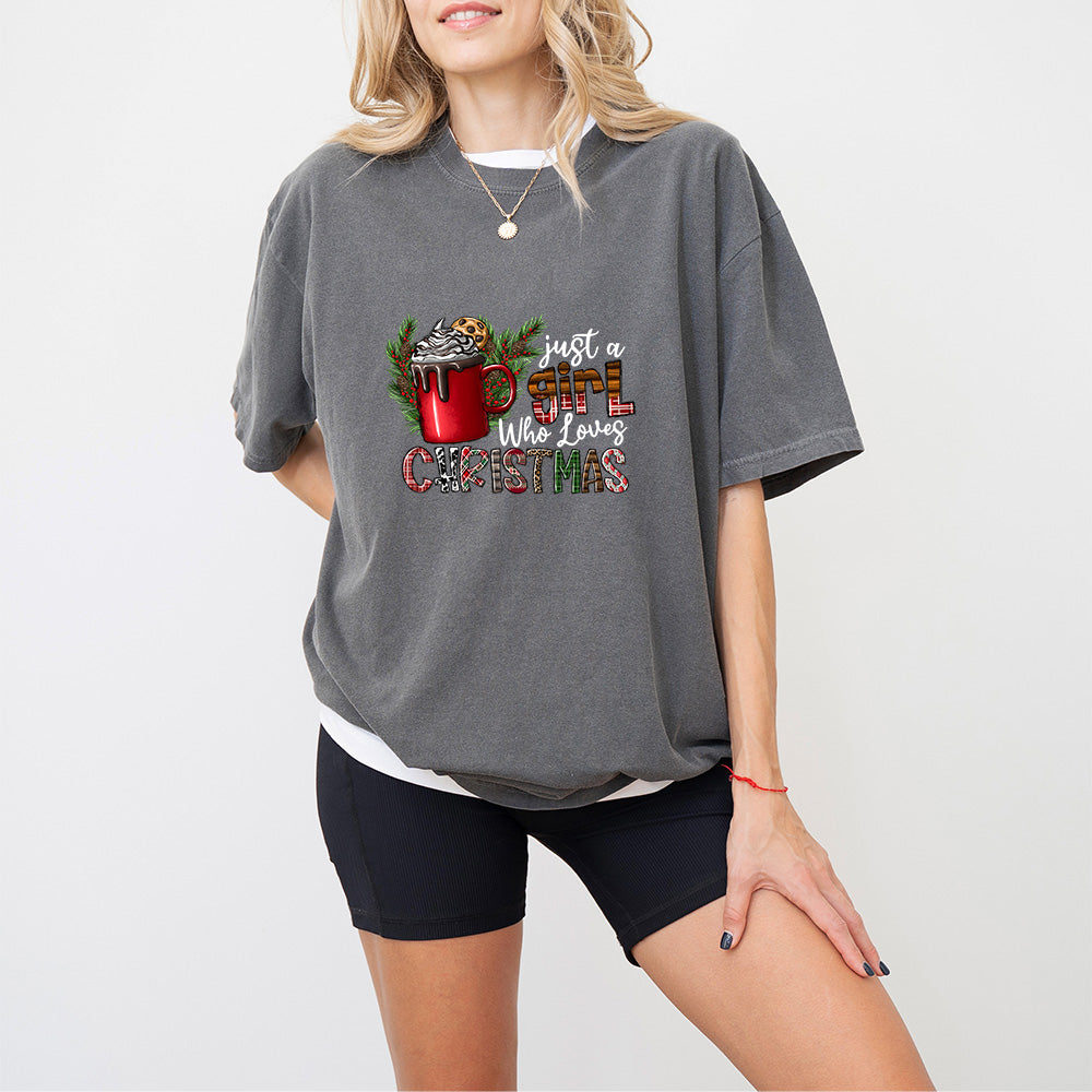 Just A Girl Who Loves Christmas Cup Design - Christmas Unisex Crewneck T-Shirt Sweatshirt Hoodie