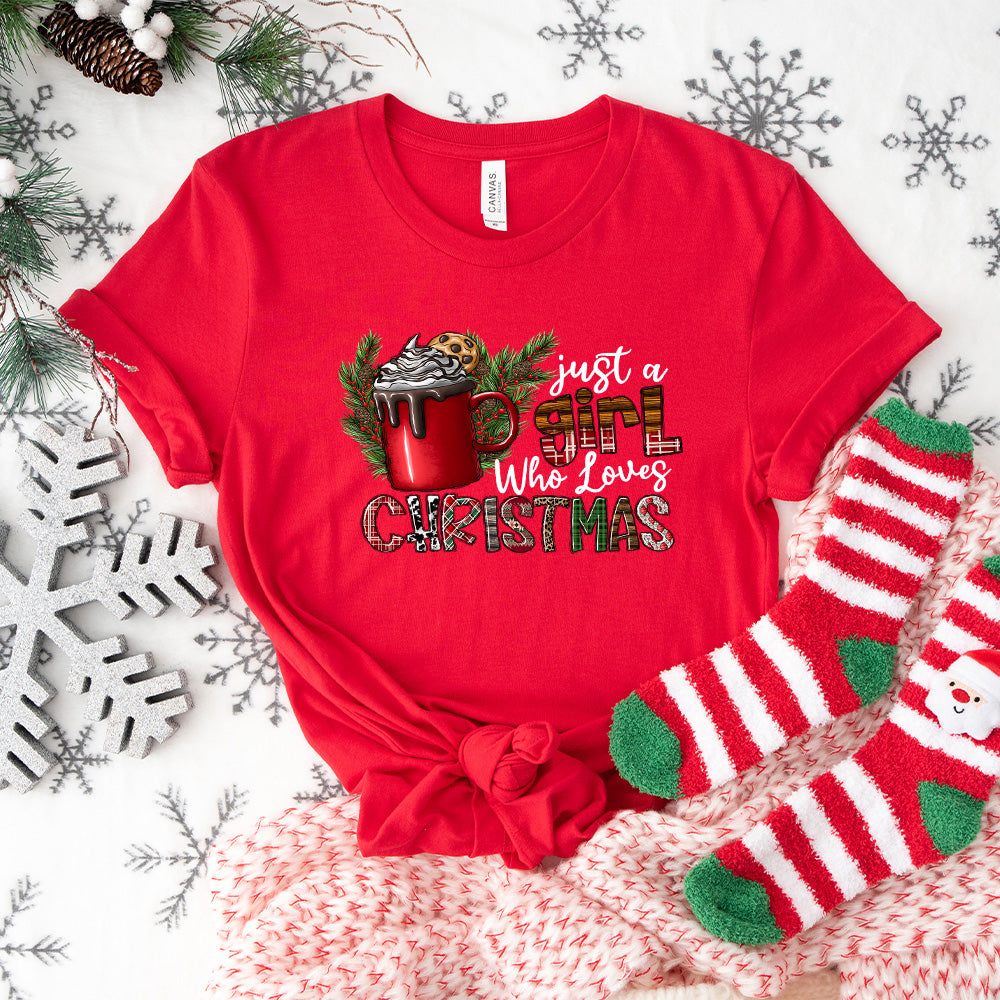 Just A Girl Who Loves Christmas Cup Design - Christmas Unisex Crewneck T-Shirt Sweatshirt Hoodie