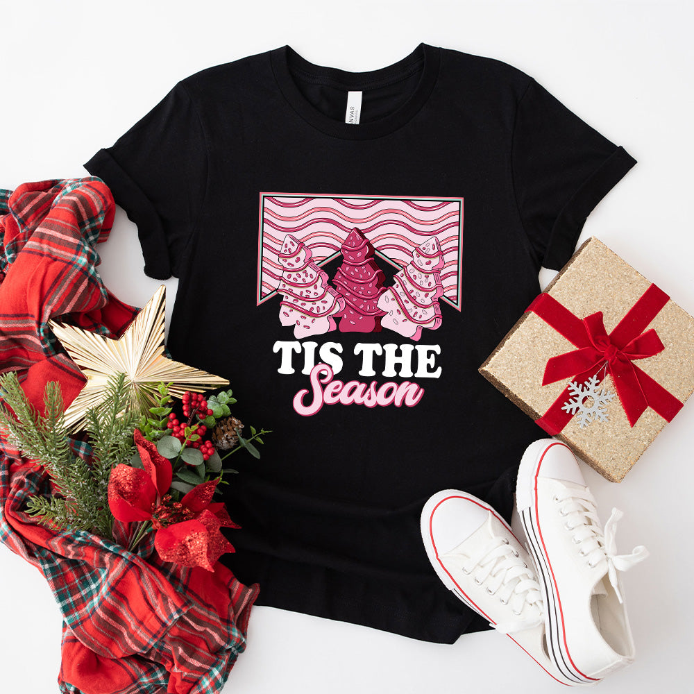 Tis The Season Pink Trees Design - Christmas Unisex Crewneck T-Shirt Sweatshirt Hoodie
