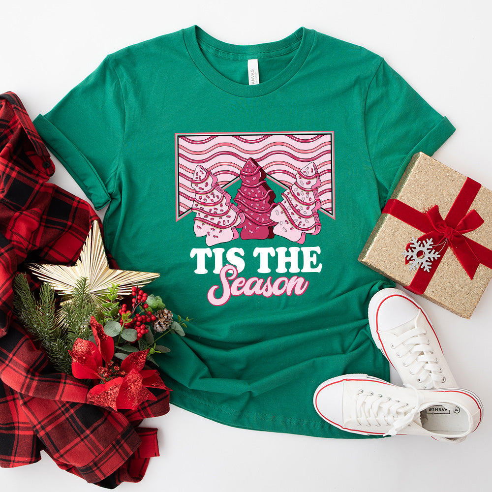 Tis The Season Pink Trees Design - Christmas Unisex Crewneck T-Shirt Sweatshirt Hoodie