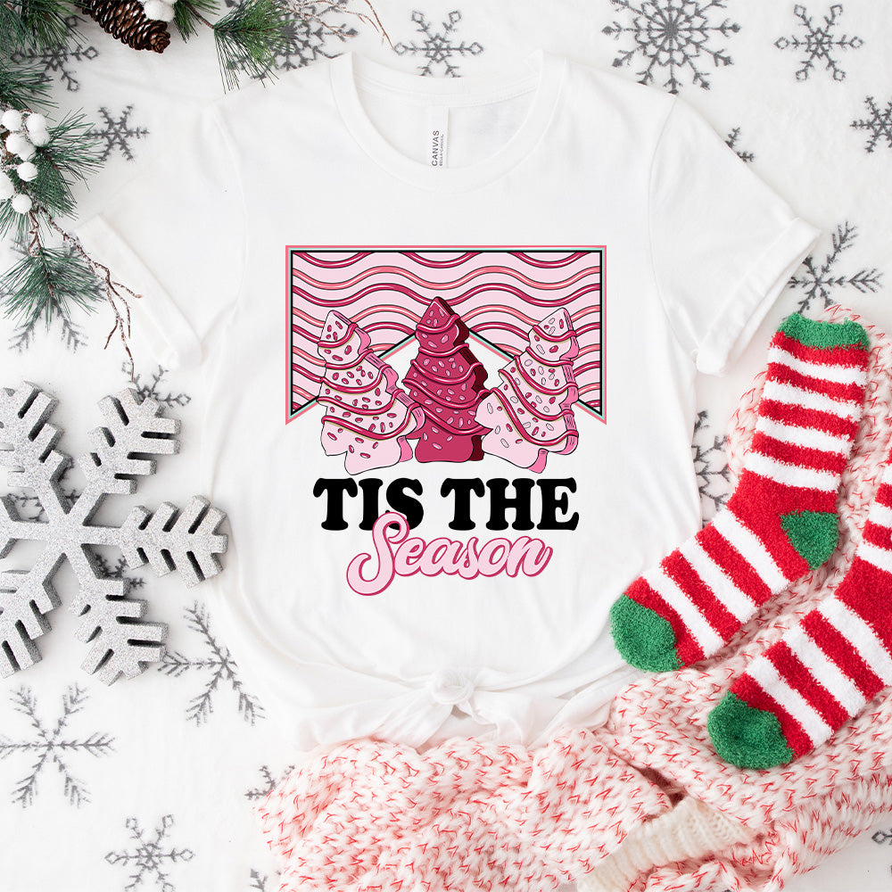Tis The Season Pink Trees Design - Christmas Unisex Crewneck T-Shirt Sweatshirt Hoodie