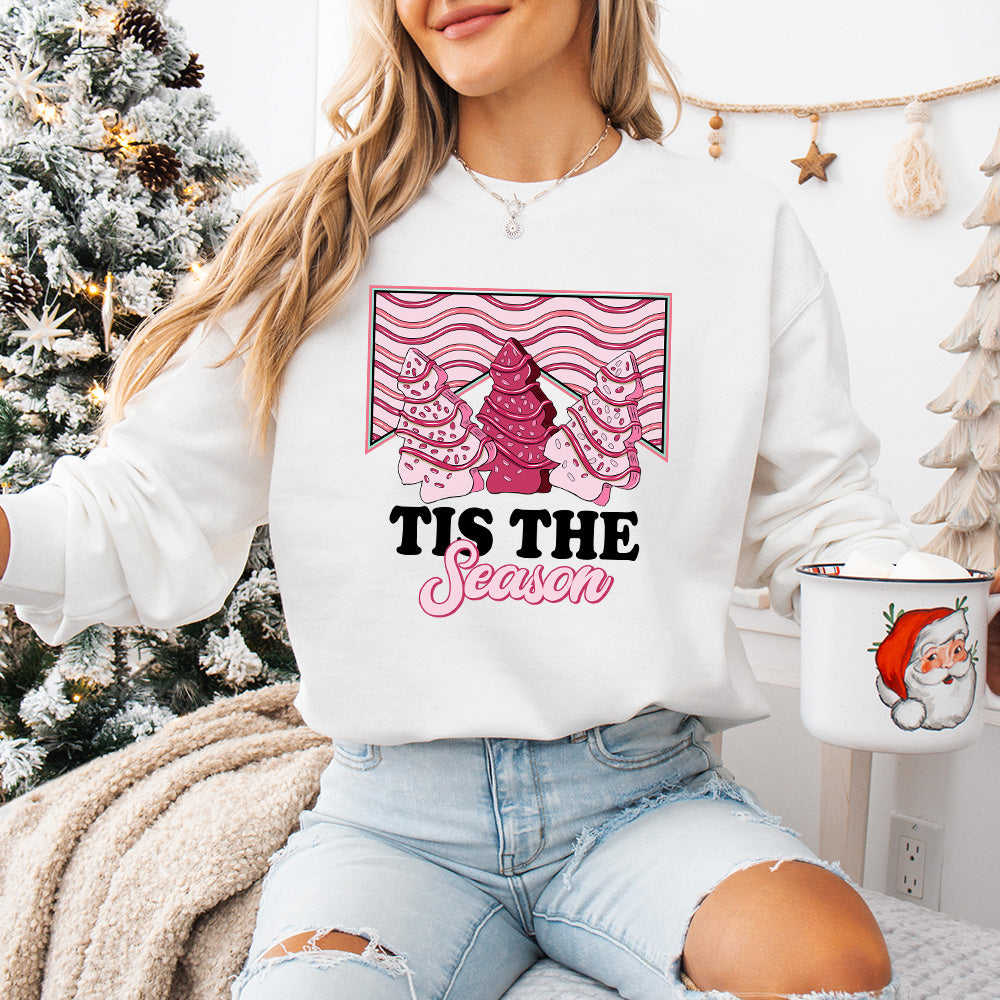 Tis The Season Pink Trees Design - Christmas Unisex Crewneck T-Shirt Sweatshirt Hoodie