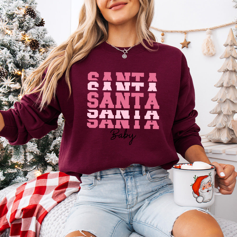 Pink Santa Baby Design - Christmas Unisex Crewneck T-Shirt Sweatshirt Hoodie