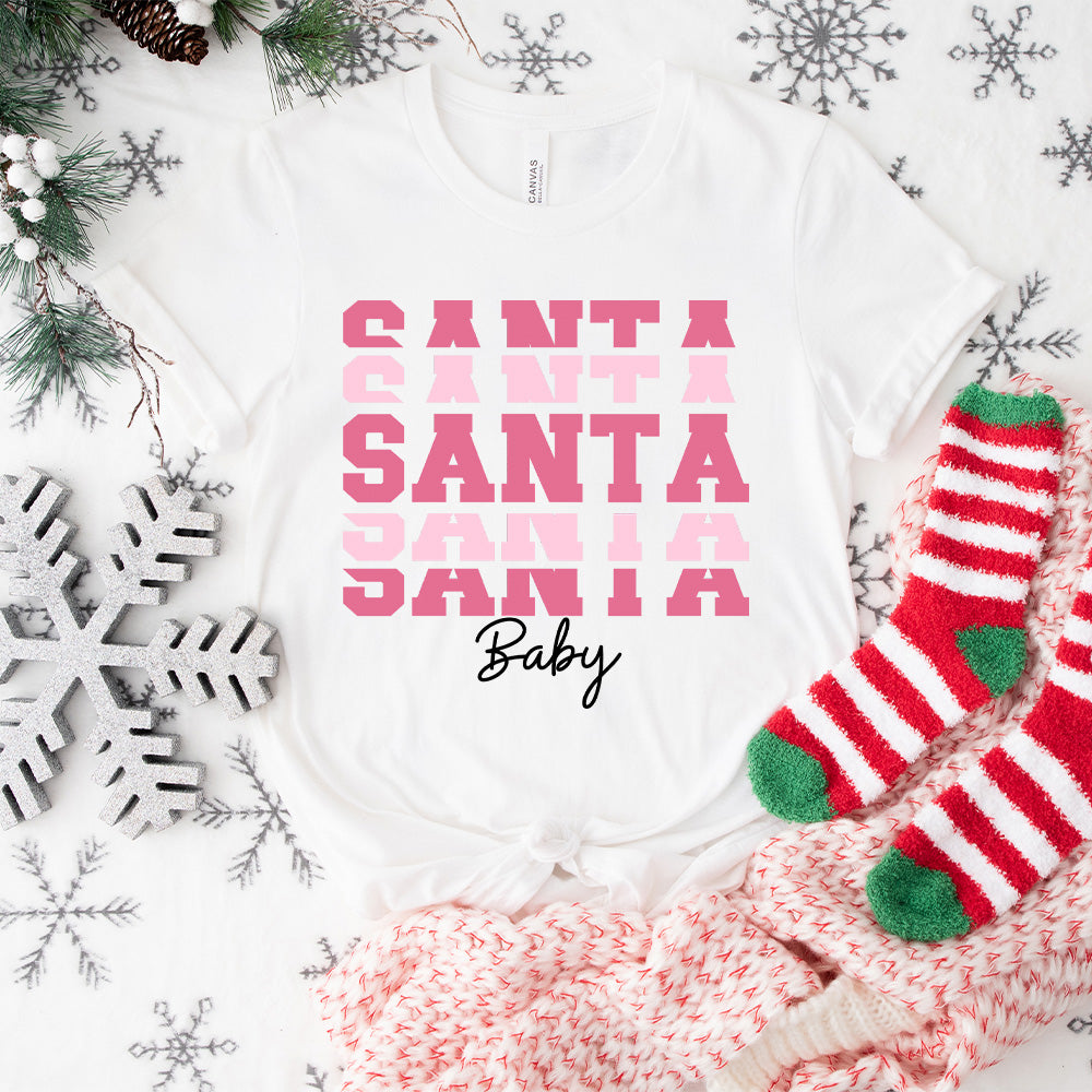 Pink Santa Baby Design - Christmas Unisex Crewneck T-Shirt Sweatshirt Hoodie
