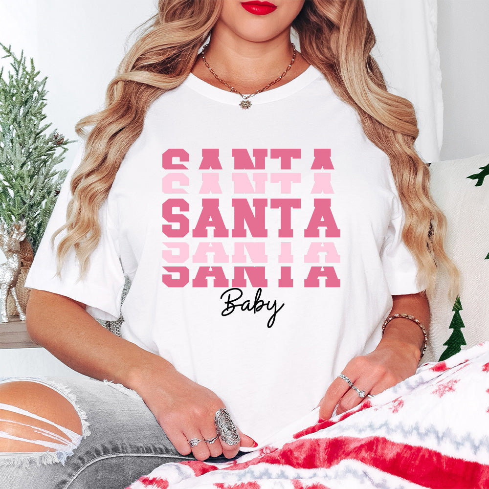 Pink Santa Baby Design - Christmas Unisex Crewneck T-Shirt Sweatshirt Hoodie
