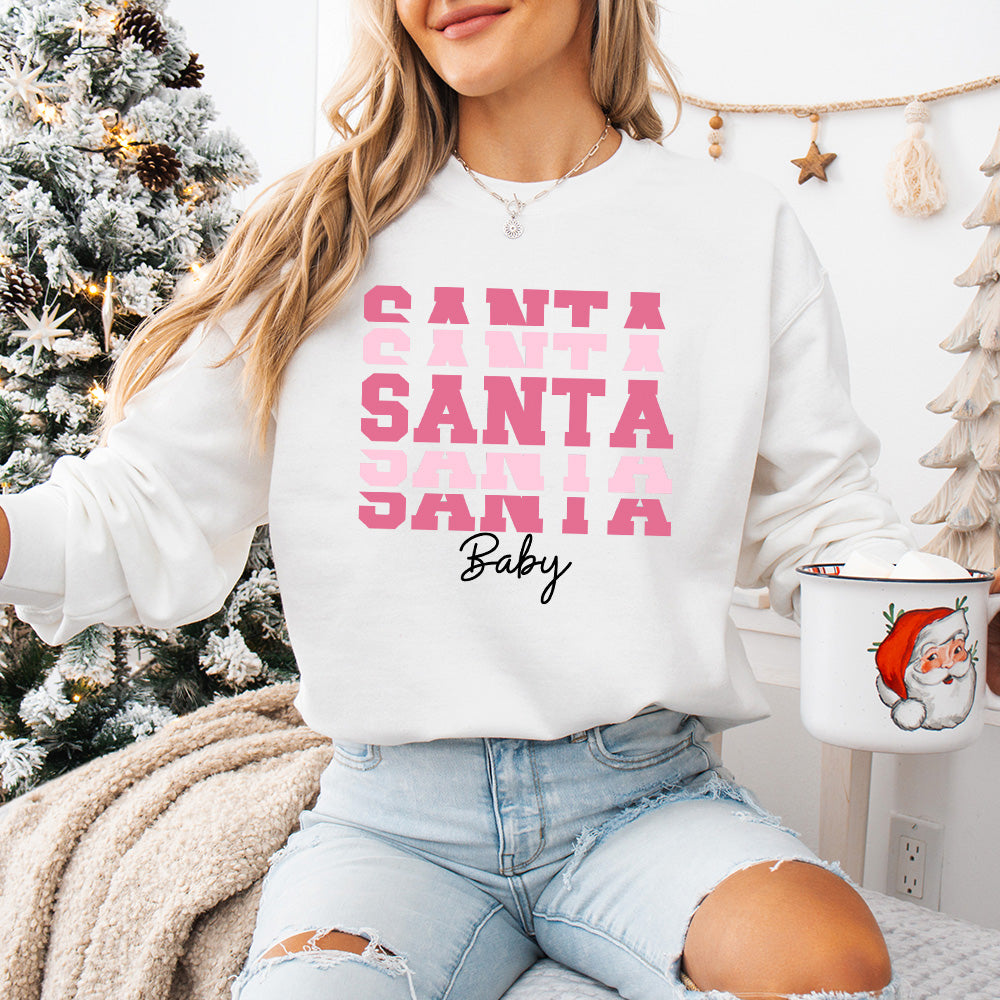 Pink Santa Baby Design - Christmas Unisex Crewneck T-Shirt Sweatshirt Hoodie