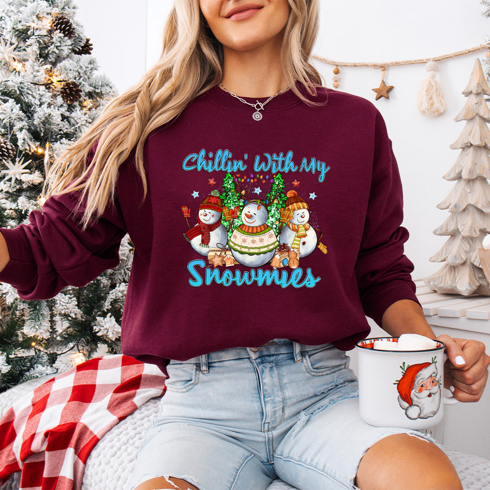 Chillin With My Snowmies Design - Christmas Unisex Crewneck T-Shirt Sweatshirt Hoodie