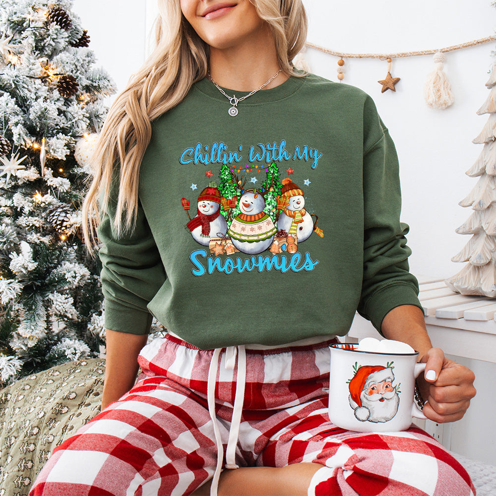 Chillin With My Snowmies Design - Christmas Unisex Crewneck T-Shirt Sweatshirt Hoodie