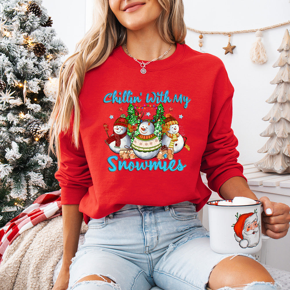 Chillin With My Snowmies Design - Christmas Unisex Crewneck T-Shirt Sweatshirt Hoodie