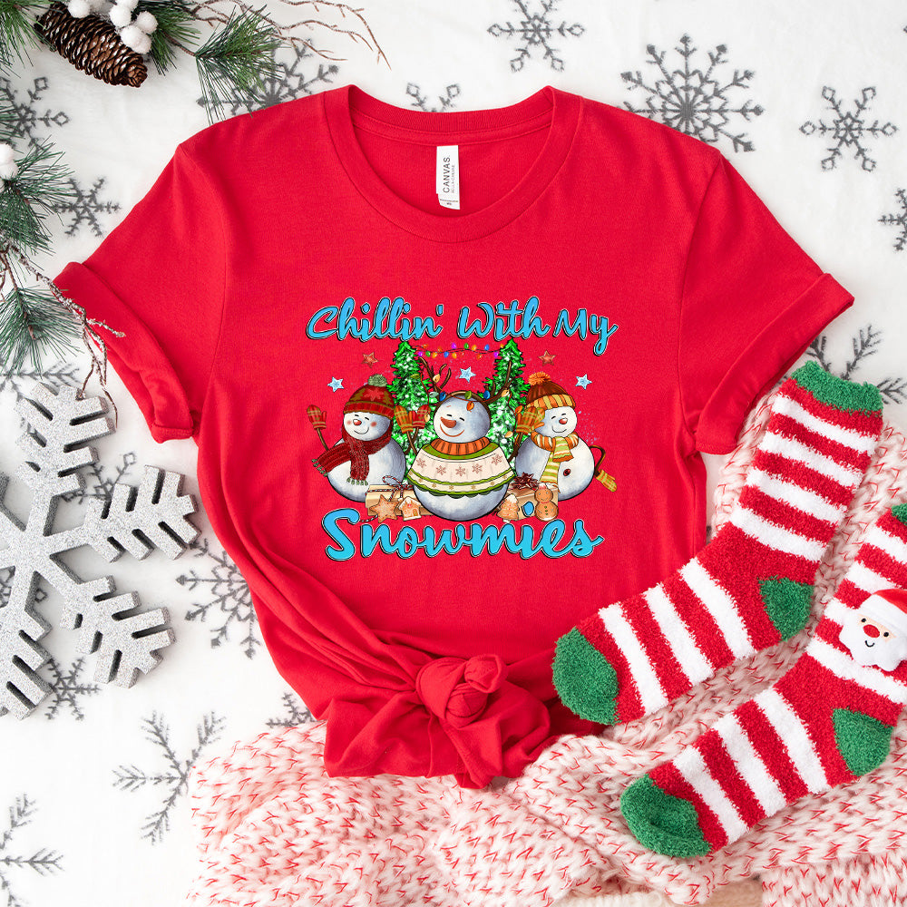 Chillin With My Snowmies Design - Christmas Unisex Crewneck T-Shirt Sweatshirt Hoodie