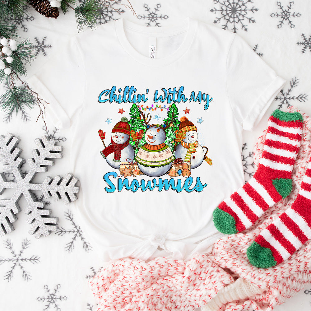 Chillin With My Snowmies Design - Christmas Unisex Crewneck T-Shirt Sweatshirt Hoodie