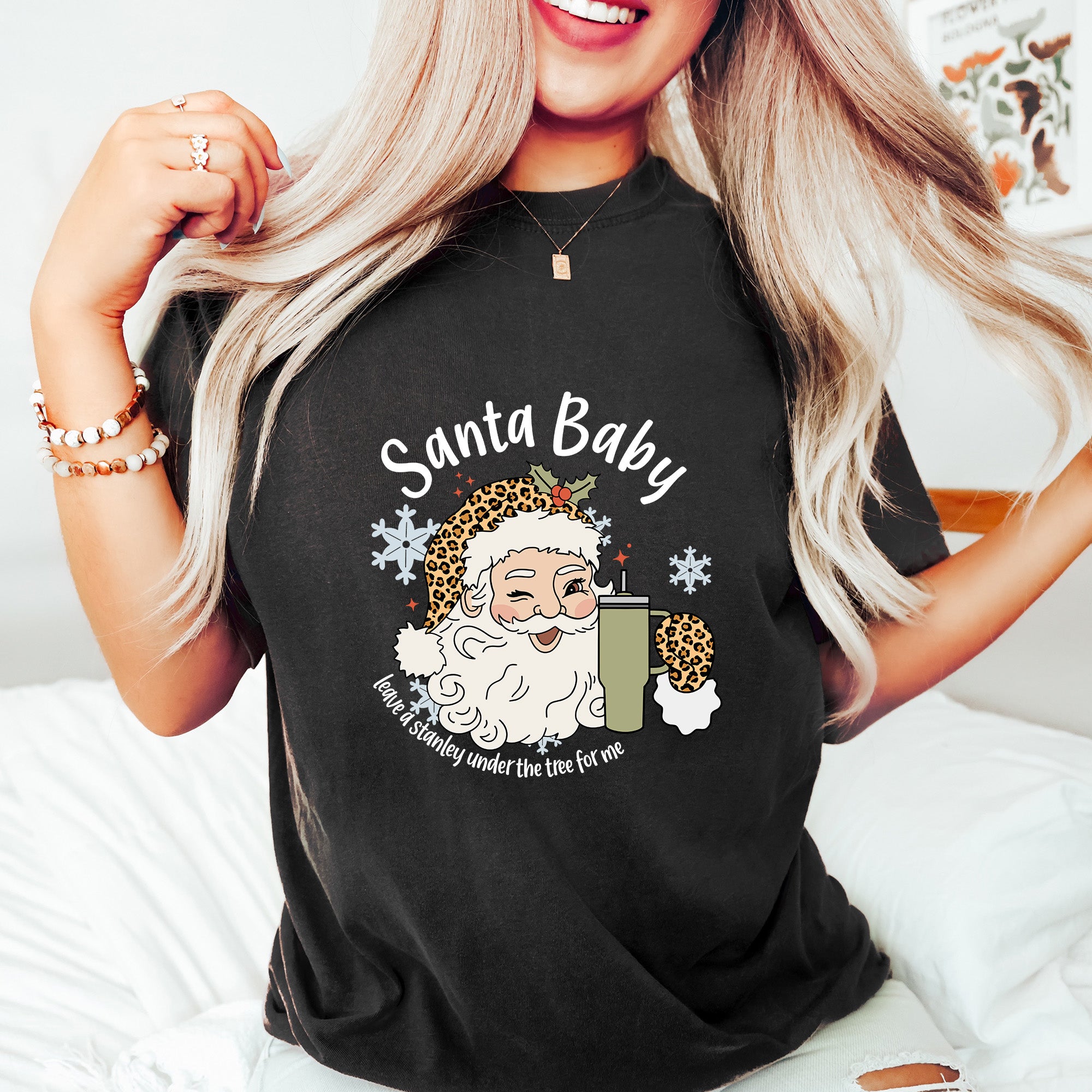 Santa Baby Leave A Stanley Under The Tree For Me - Christmas Unisex Crewneck T-Shirt Sweatshirt Hoodie
