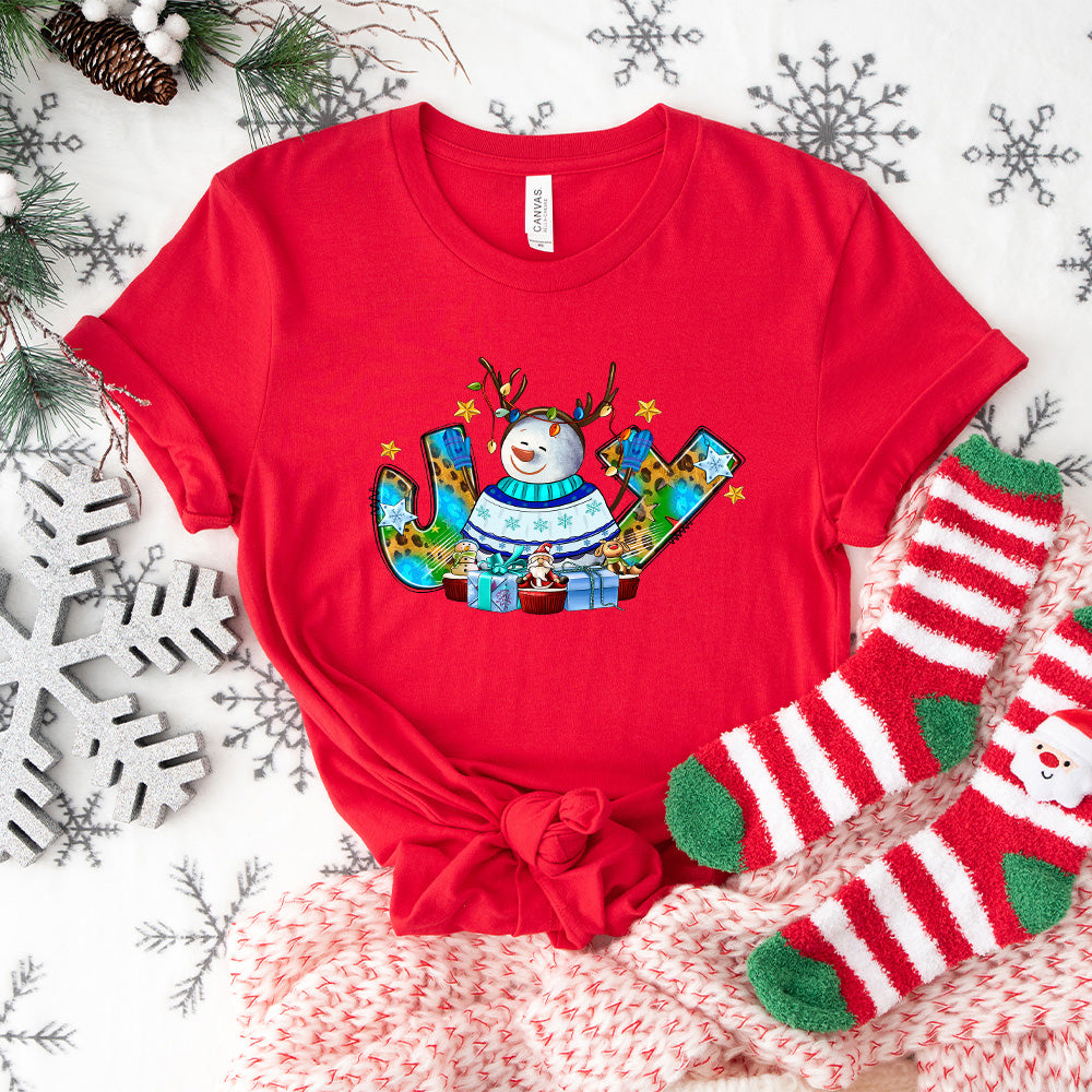 Joy Snowman Design - Christmas Unisex Crewneck T-Shirt Sweatshirt Hoodie