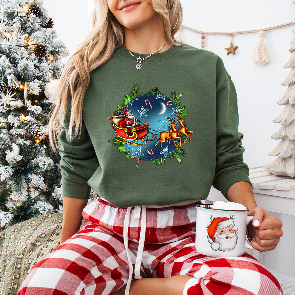 Santa Moon Design - Christmas Unisex Crewneck T-Shirt Sweatshirt Hoodie