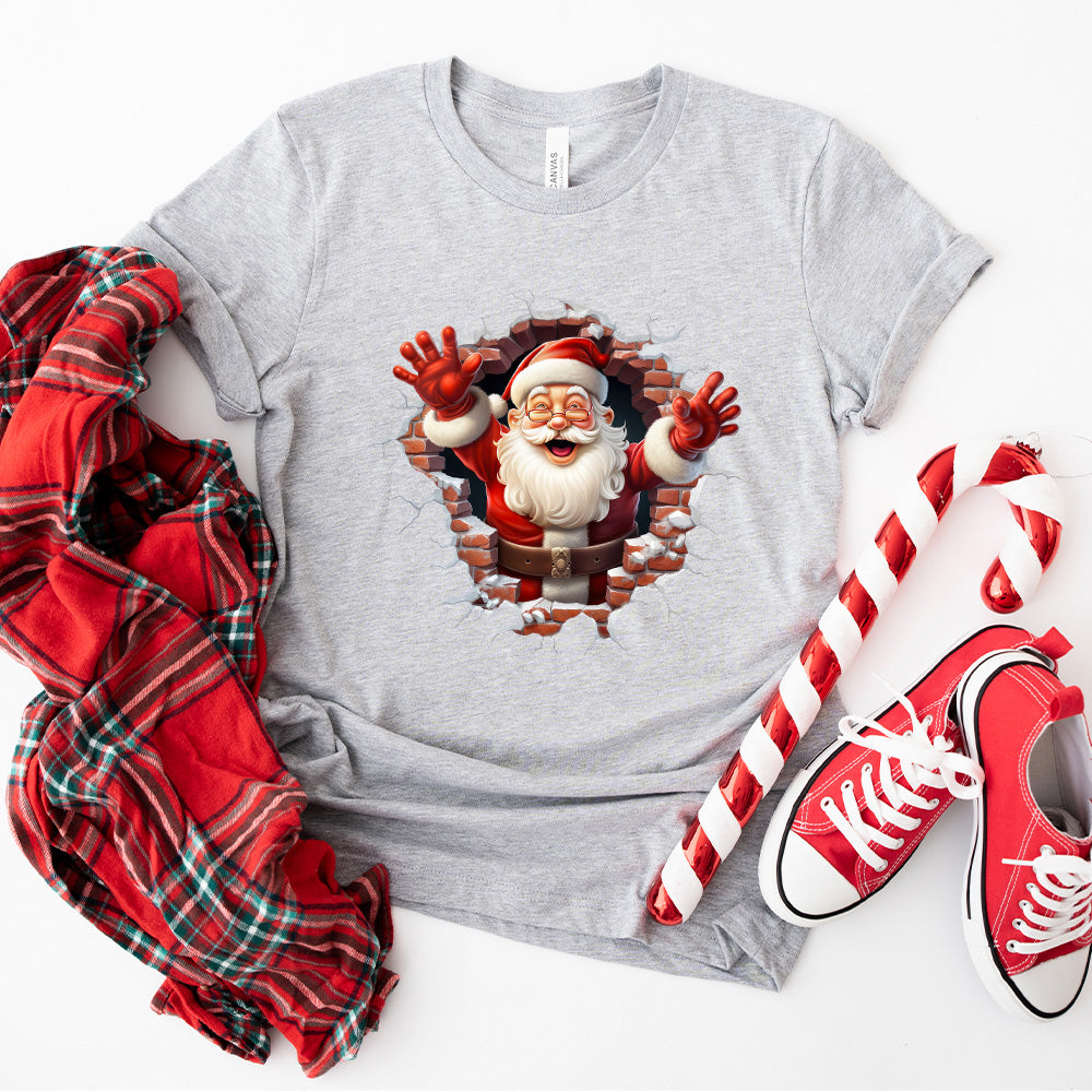 Brick Wall Santa Christmas Design - Christmas Unisex Crewneck T-Shirt Sweatshirt Hoodie