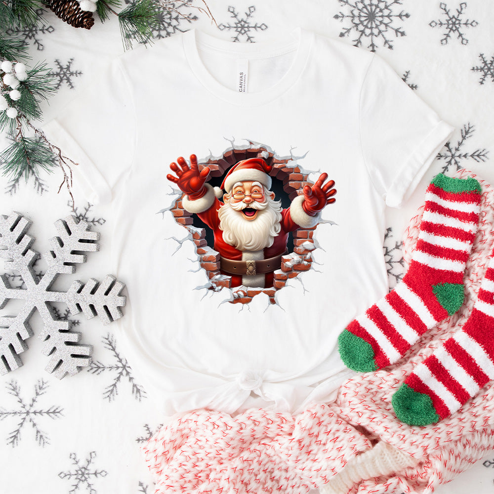 Brick Wall Santa Christmas Design - Christmas Unisex Crewneck T-Shirt Sweatshirt Hoodie