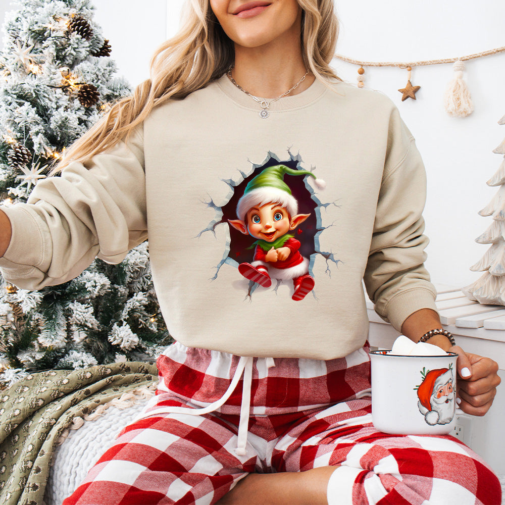 3D Santa ELF Christmas Design - Christmas Unisex Crewneck T-Shirt Sweatshirt Hoodie