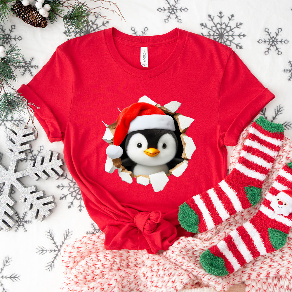 3D Christmas Penguin Head  Design - Christmas Unisex Crewneck T-Shirt Sweatshirt Hoodie