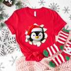 3D Christmas Penguin Head  Design - Christmas Unisex Crewneck T-Shirt Sweatshirt Hoodie
