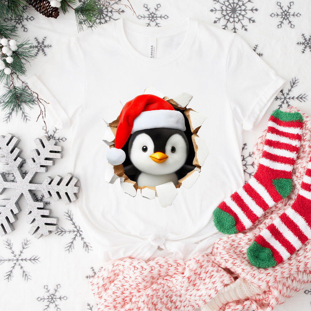 3D Christmas Penguin Head  Design - Christmas Unisex Crewneck T-Shirt Sweatshirt Hoodie