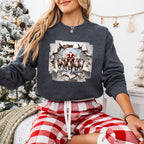 Santa and Reindeer Design - Christmas Unisex Crewneck T-Shirt Sweatshirt Hoodie