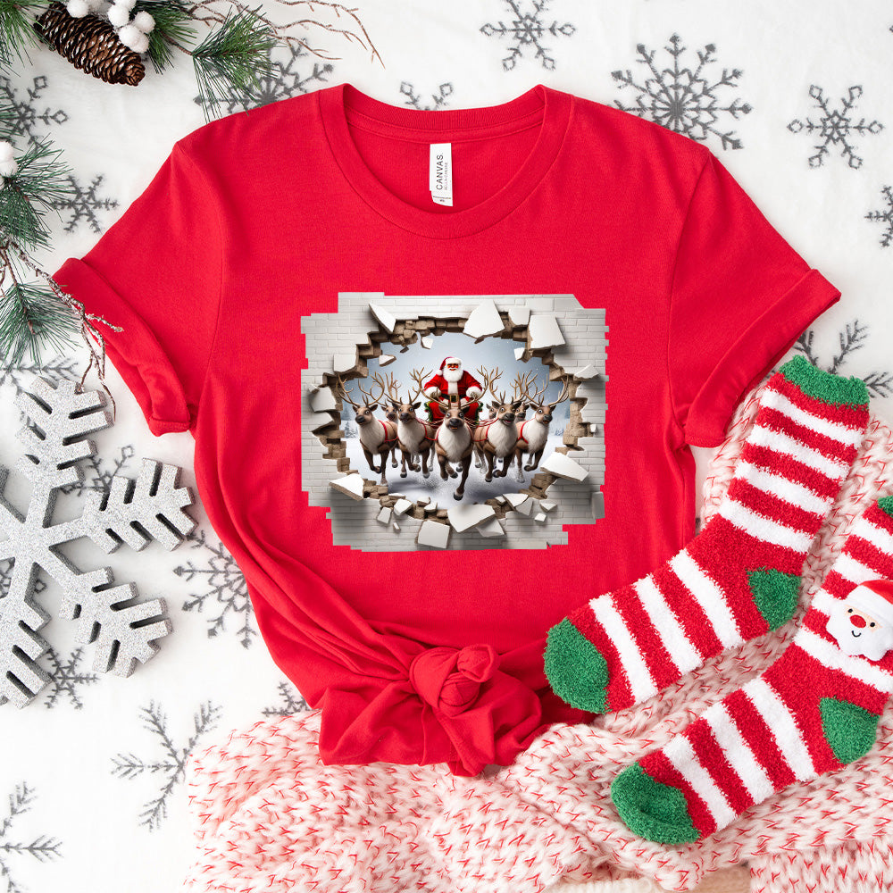 Santa and Reindeer Design - Christmas Unisex Crewneck T-Shirt Sweatshirt Hoodie