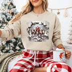Santa and Reindeer Design - Christmas Unisex Crewneck T-Shirt Sweatshirt Hoodie