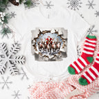 Santa and Reindeer Design - Christmas Unisex Crewneck T-Shirt Sweatshirt Hoodie