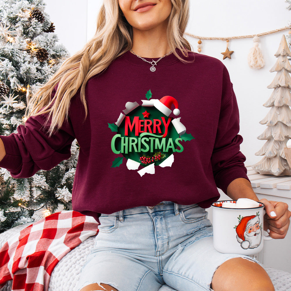Merry Christmas Wallpaper Design  - Christmas Unisex Crewneck T-Shirt Sweatshirt Hoodie