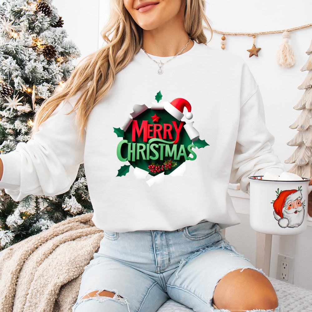 Merry Christmas Wallpaper Design  - Christmas Unisex Crewneck T-Shirt Sweatshirt Hoodie