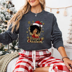 Afro Woman Merry Christmas - Christmas Unisex Crewneck T-Shirt Sweatshirt Hoodie