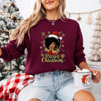Afro Woman Merry Christmas - Christmas Unisex Crewneck T-Shirt Sweatshirt Hoodie