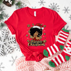 Afro Woman Merry Christmas - Christmas Unisex Crewneck T-Shirt Sweatshirt Hoodie