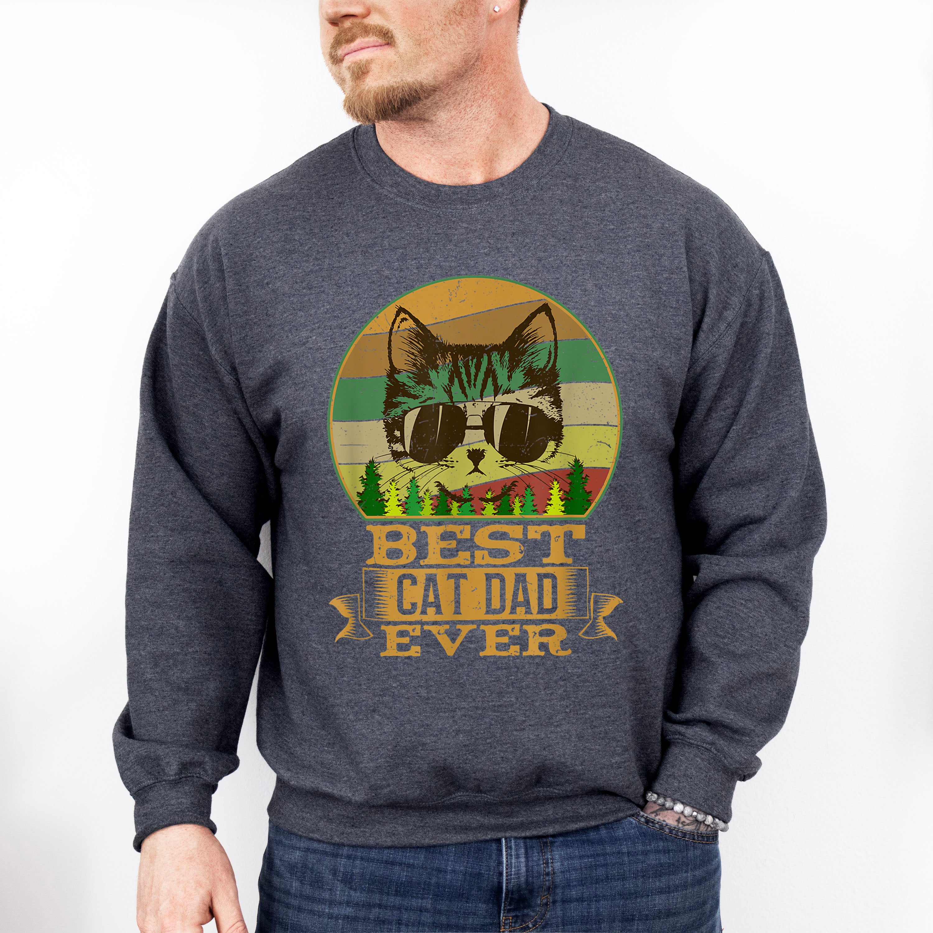 Best Cat Dad Ever Father's Day Unisex Crewneck T-Shirt Sweatshirt Hoodie