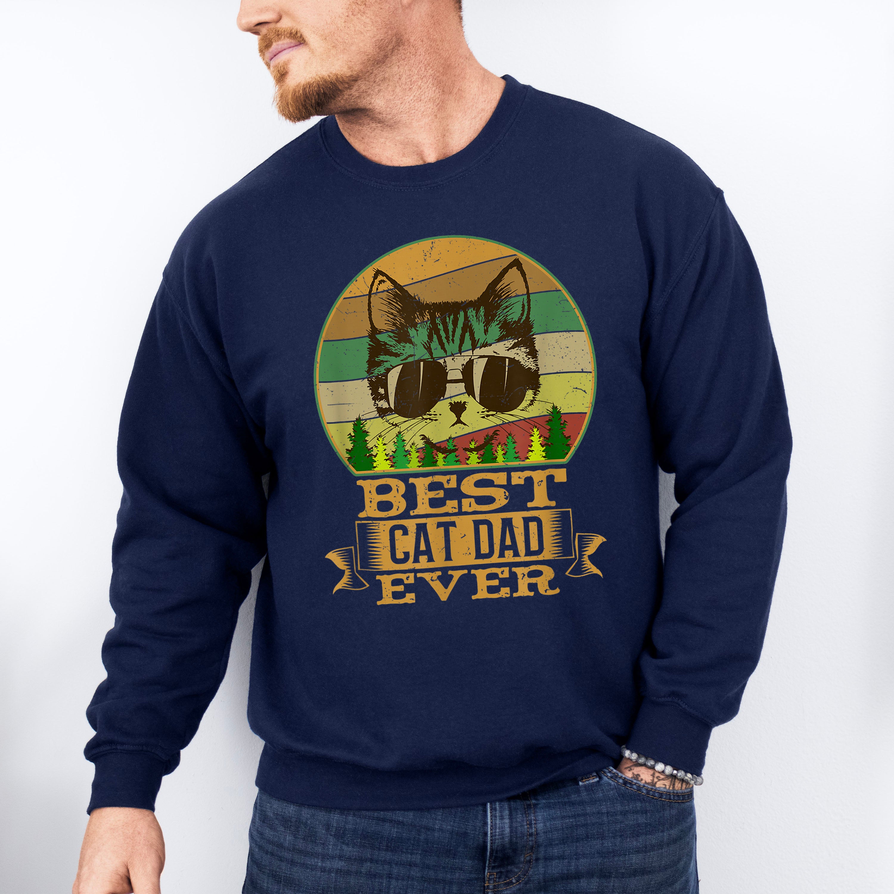Best Cat Dad Ever Father's Day Unisex Crewneck T-Shirt Sweatshirt Hoodie