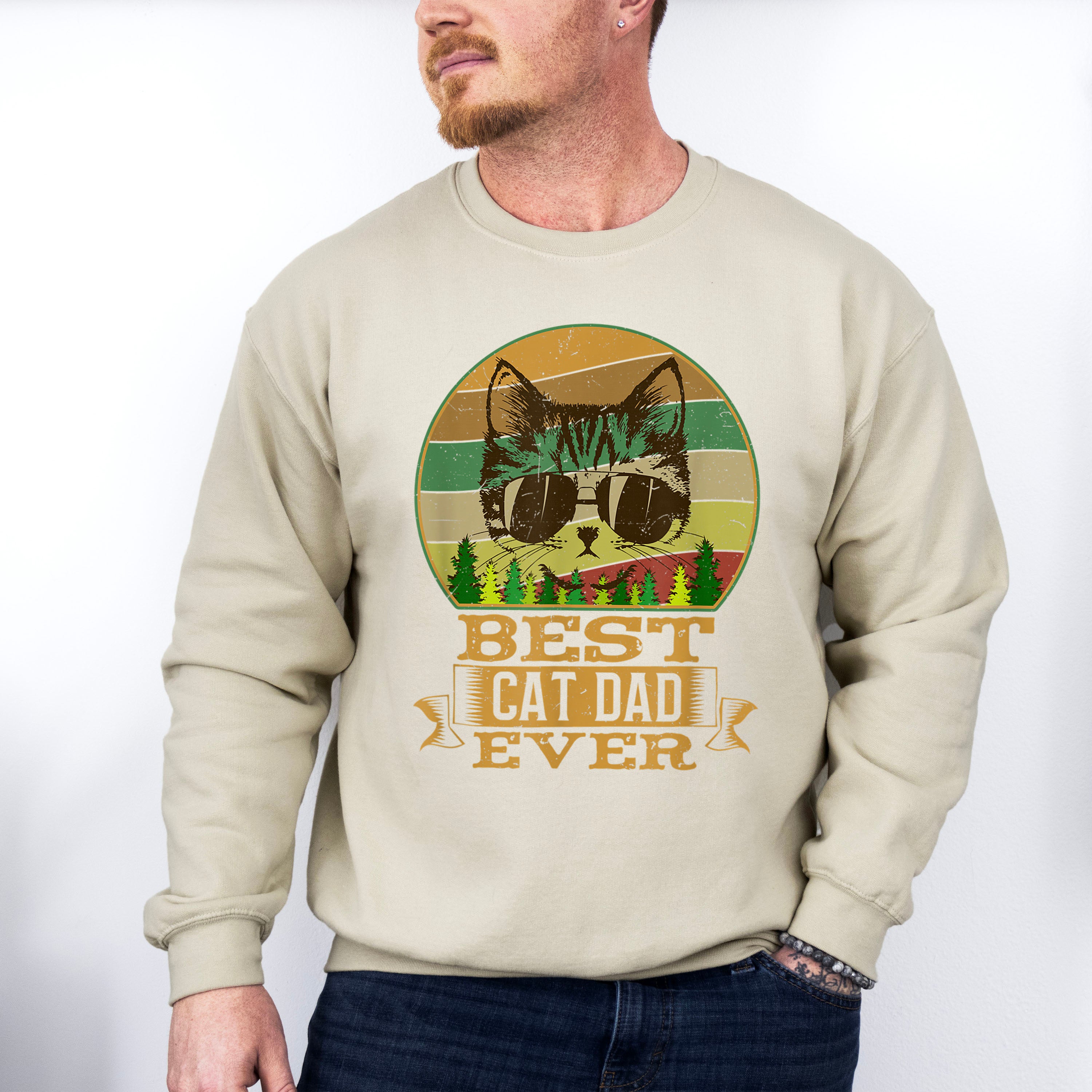 Best Cat Dad Ever Father's Day Unisex Crewneck T-Shirt Sweatshirt Hoodie