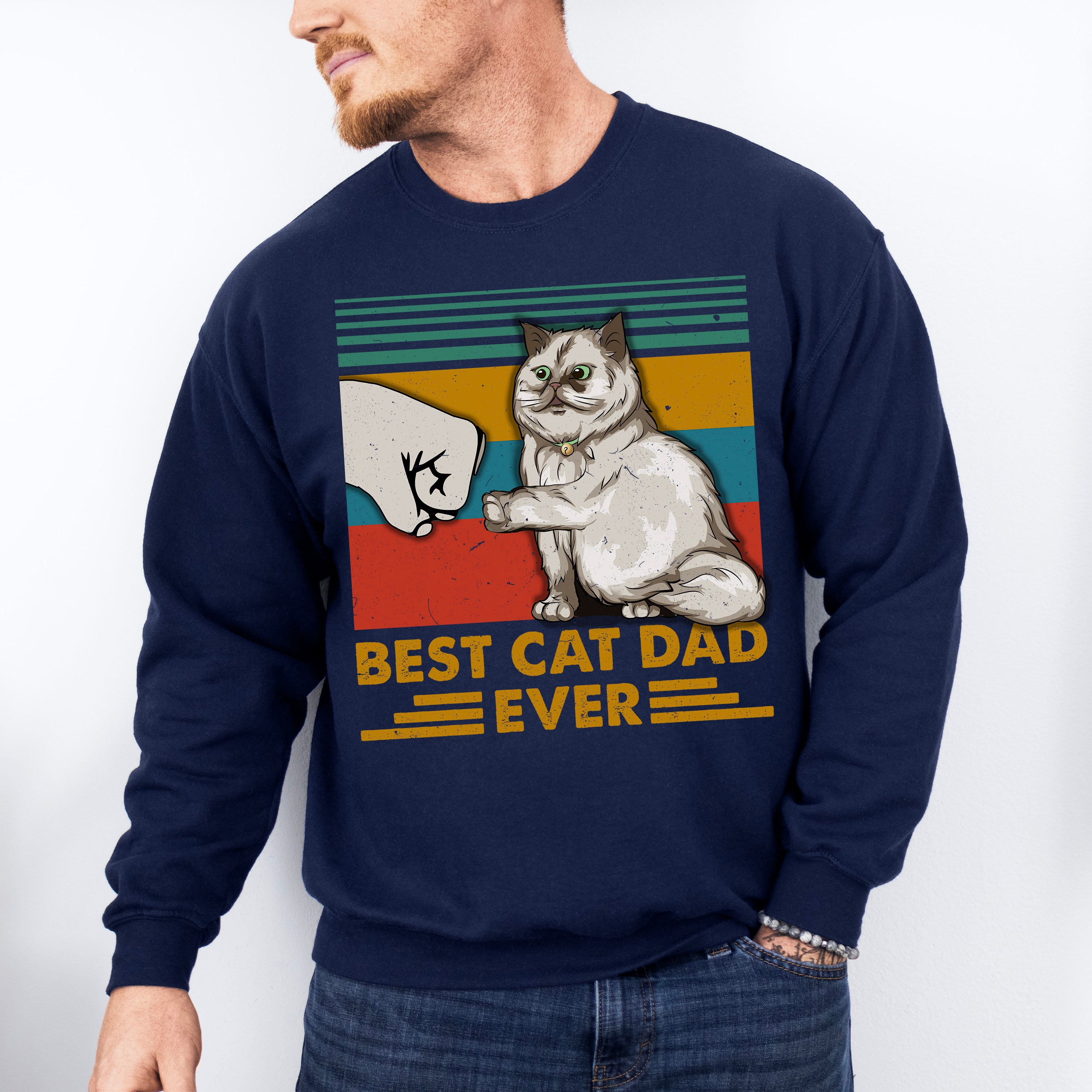 Cat Dad Father's Day Unisex Crewneck T-Shirt Sweatshirt Hoodie