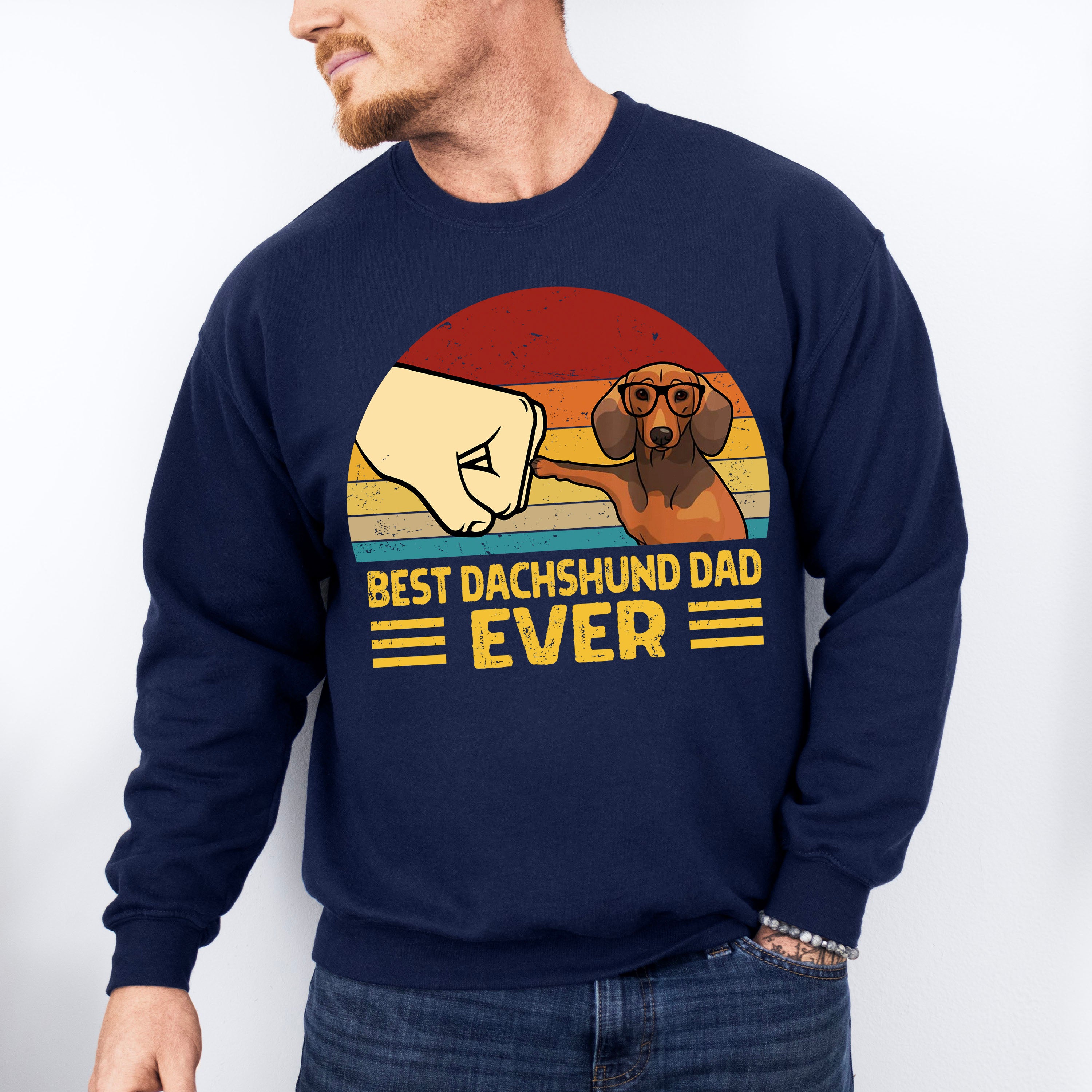 Best Dachshund Dad Ever Father's Day Unisex Crewneck T-Shirt Sweatshirt Hoodie