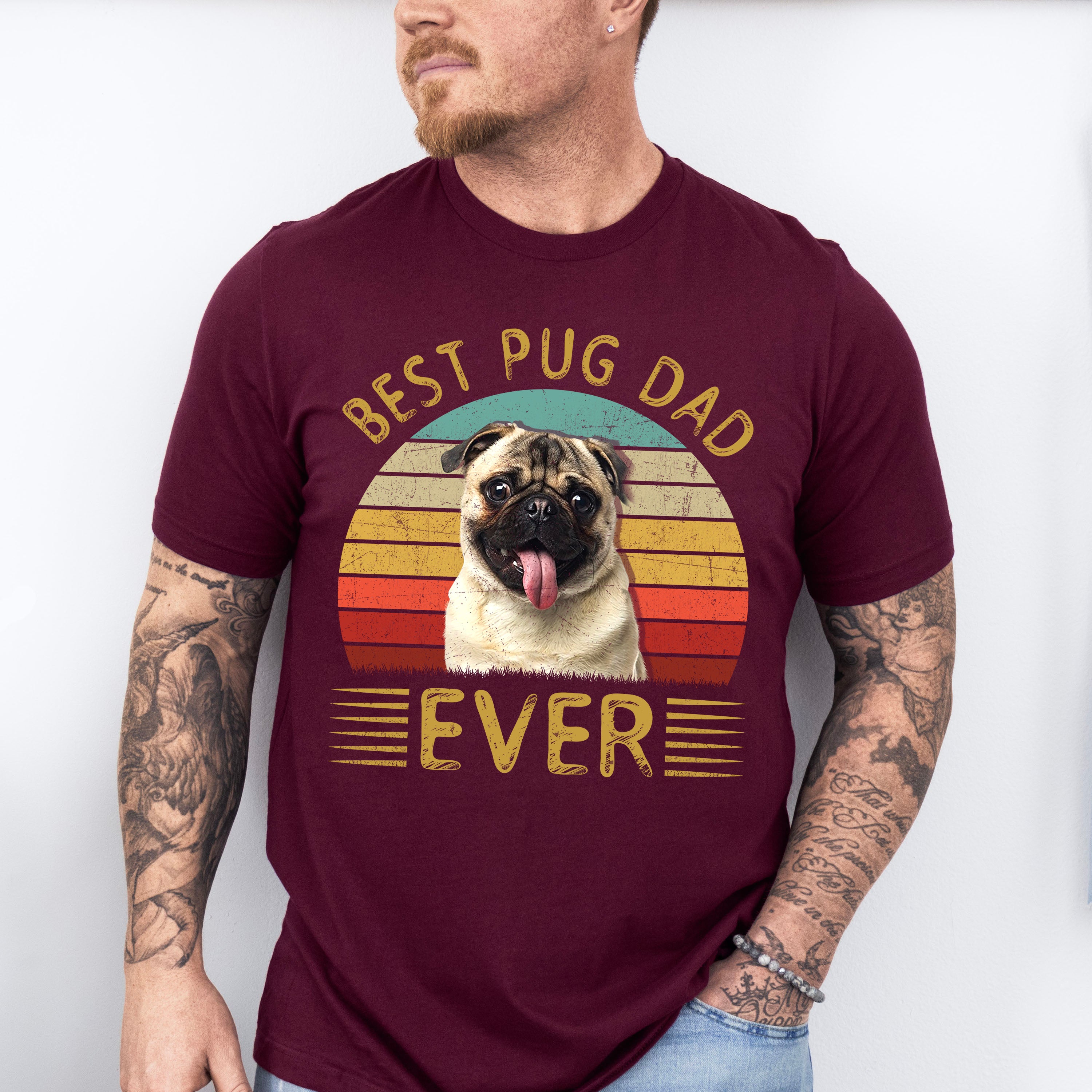 Best Pug Dad Ever Father's Day Unisex Crewneck T-Shirt Sweatshirt Hoodie