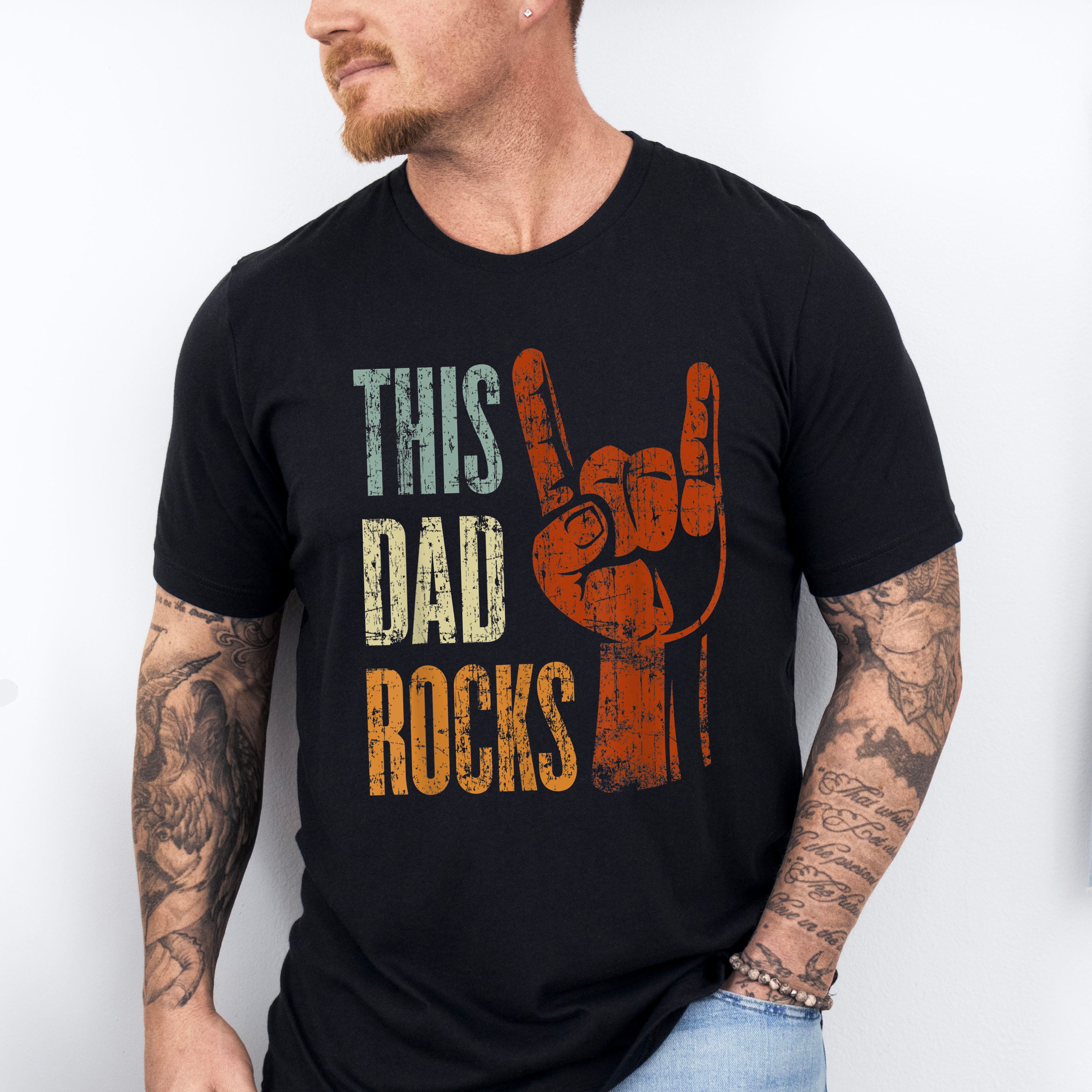 This Dad Rocks Father&#39;s Day Unisex Crewneck T-Shirt Sweatshirt Hoodie