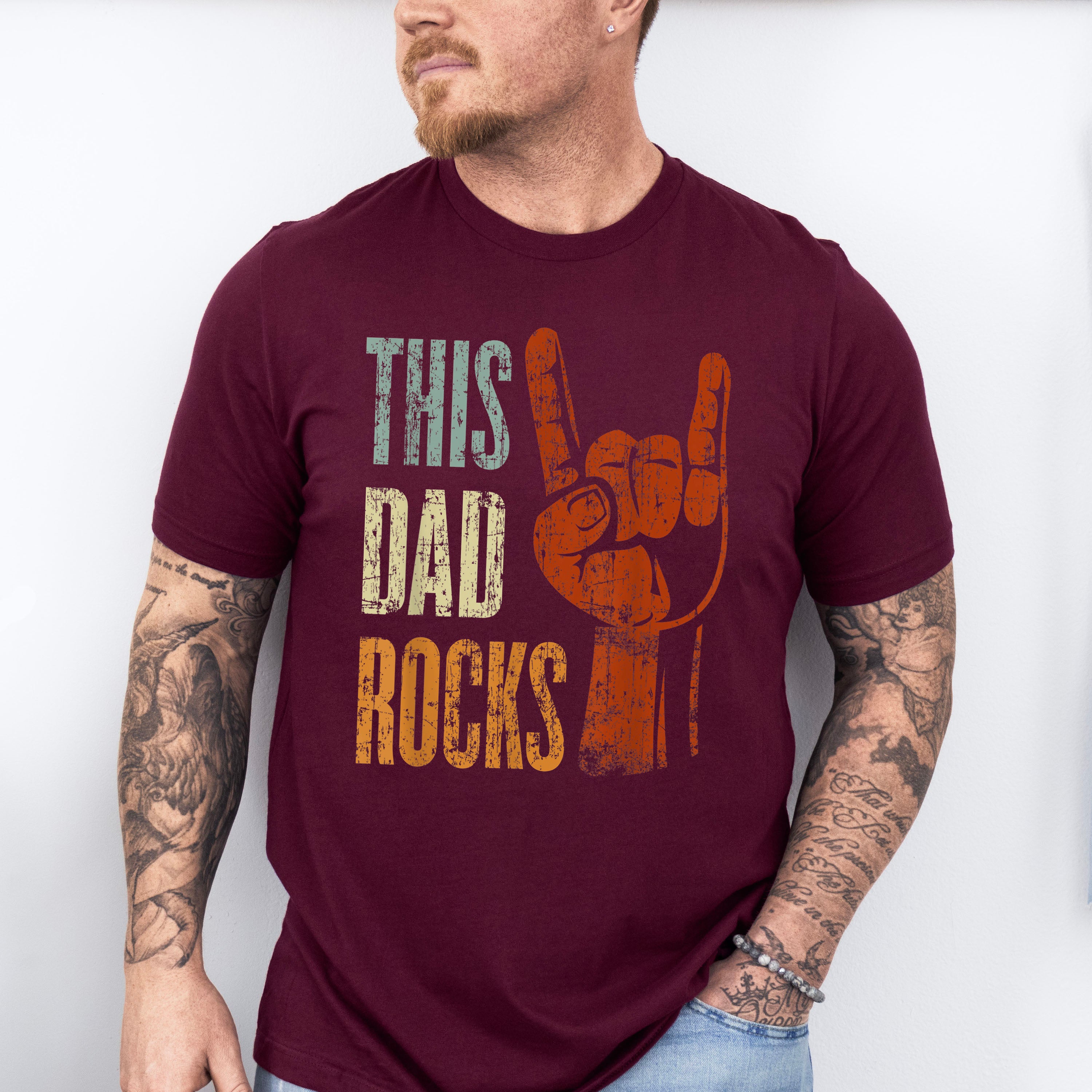 This Dad Rocks Father&#39;s Day Unisex Crewneck T-Shirt Sweatshirt Hoodie