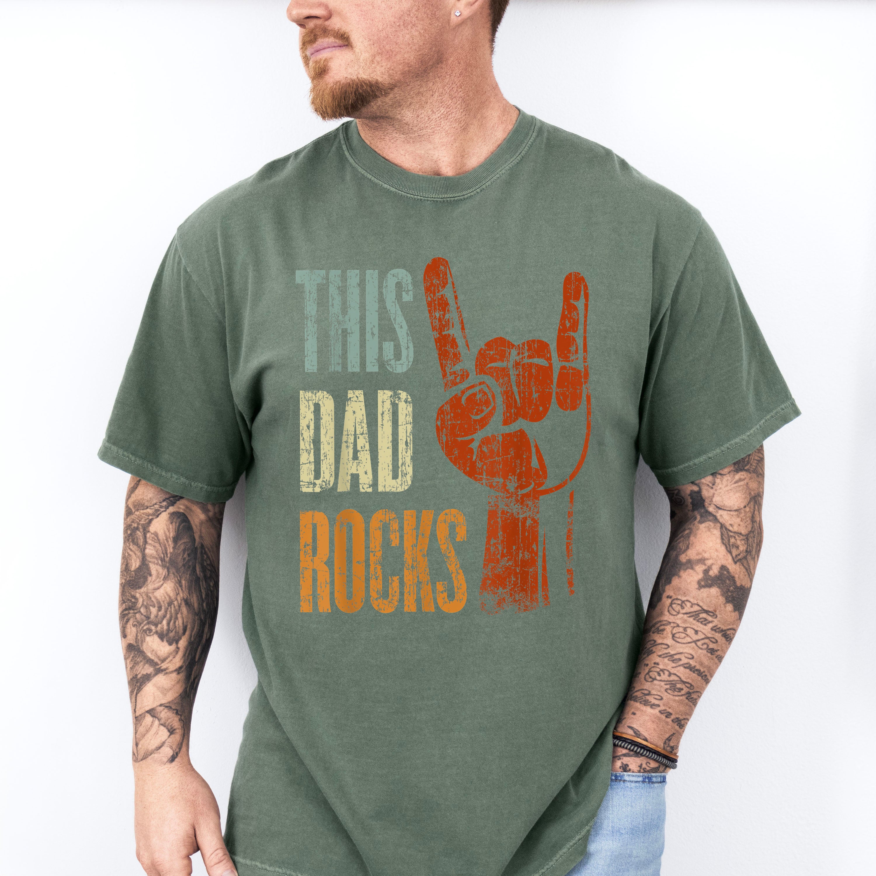 This Dad Rocks Father&#39;s Day Unisex Crewneck T-Shirt Sweatshirt Hoodie