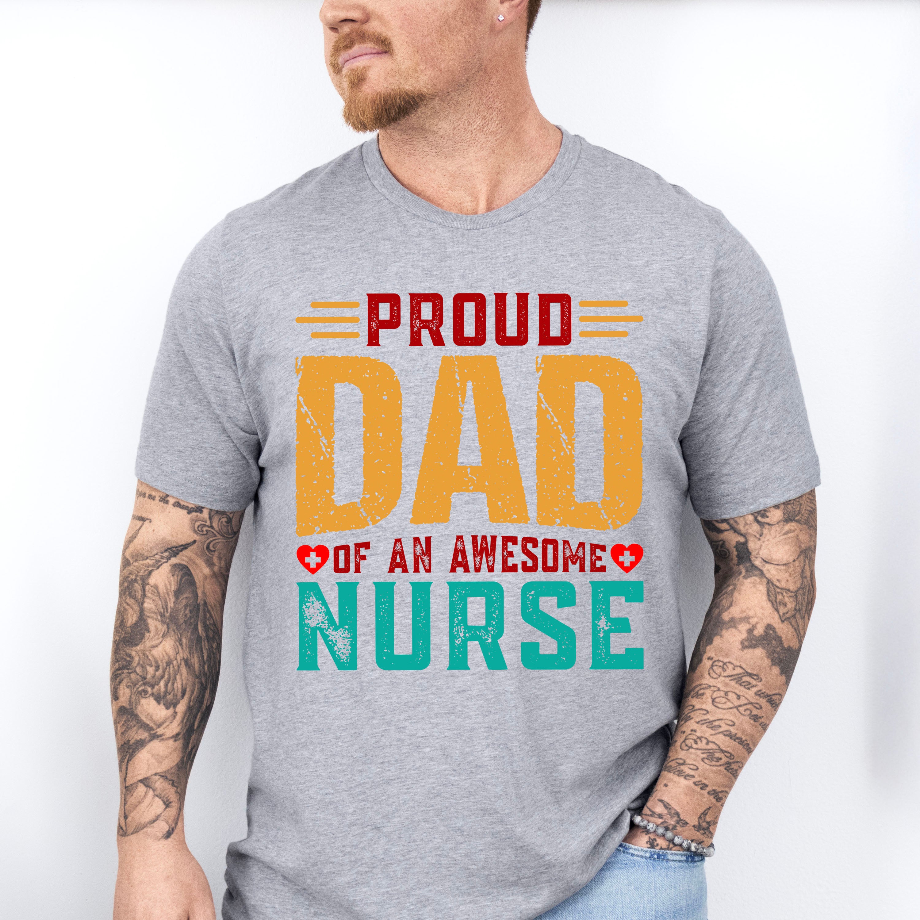 Proud Dad Awesome Nurse Father's Day Unisex Crewneck T-Shirt Sweatshirt Hoodie