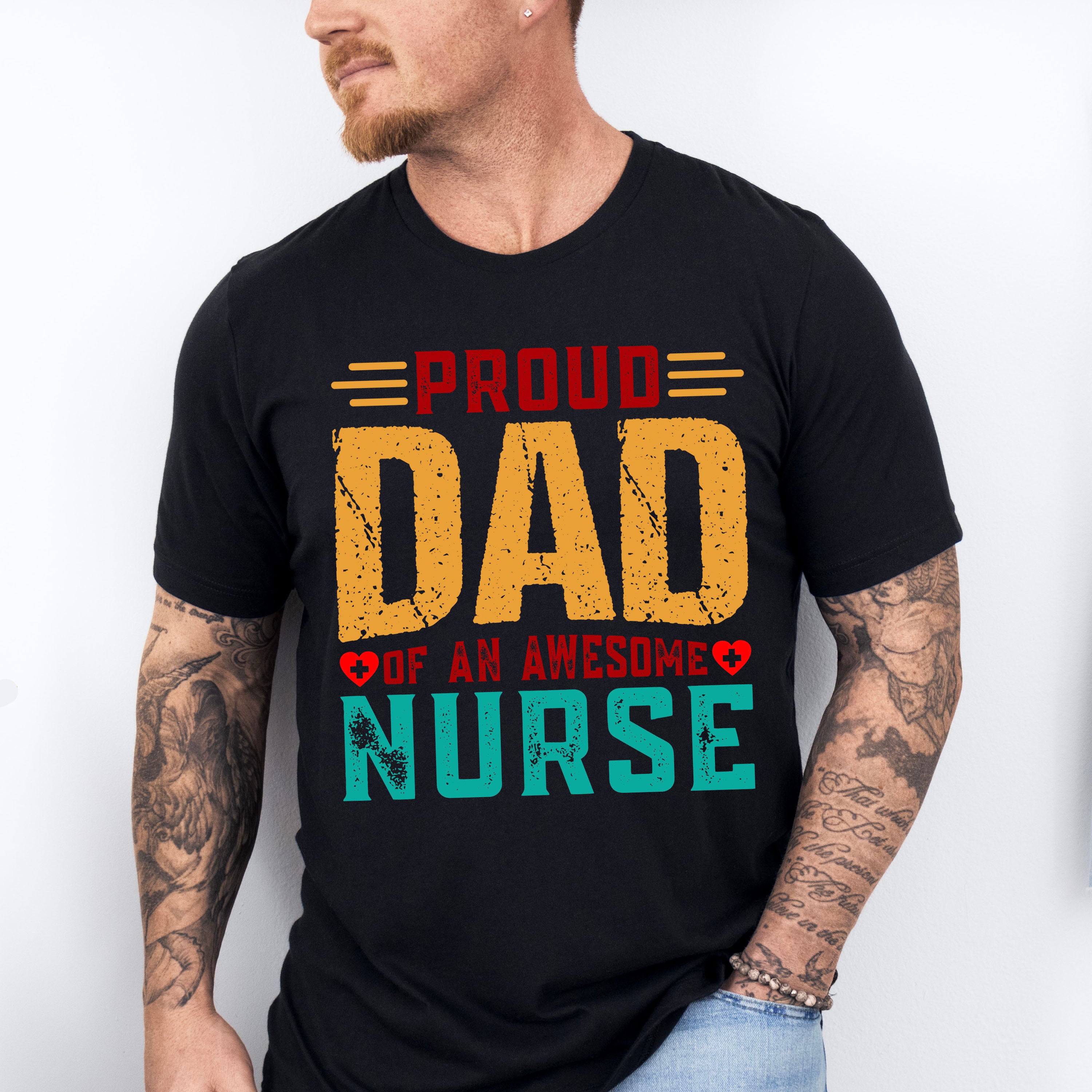 Proud Dad Awesome Nurse Father's Day Unisex Crewneck T-Shirt Sweatshirt Hoodie