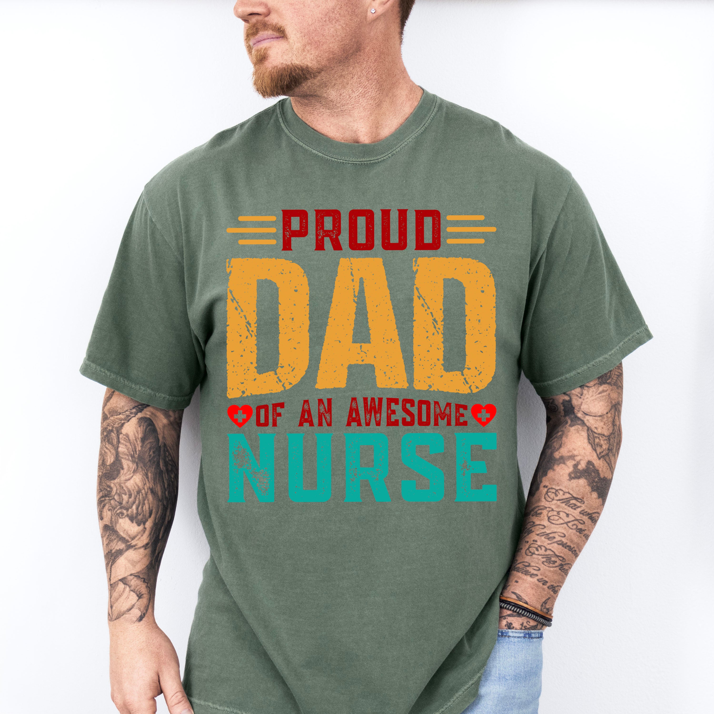 Proud Dad Awesome Nurse Father's Day Unisex Crewneck T-Shirt Sweatshirt Hoodie