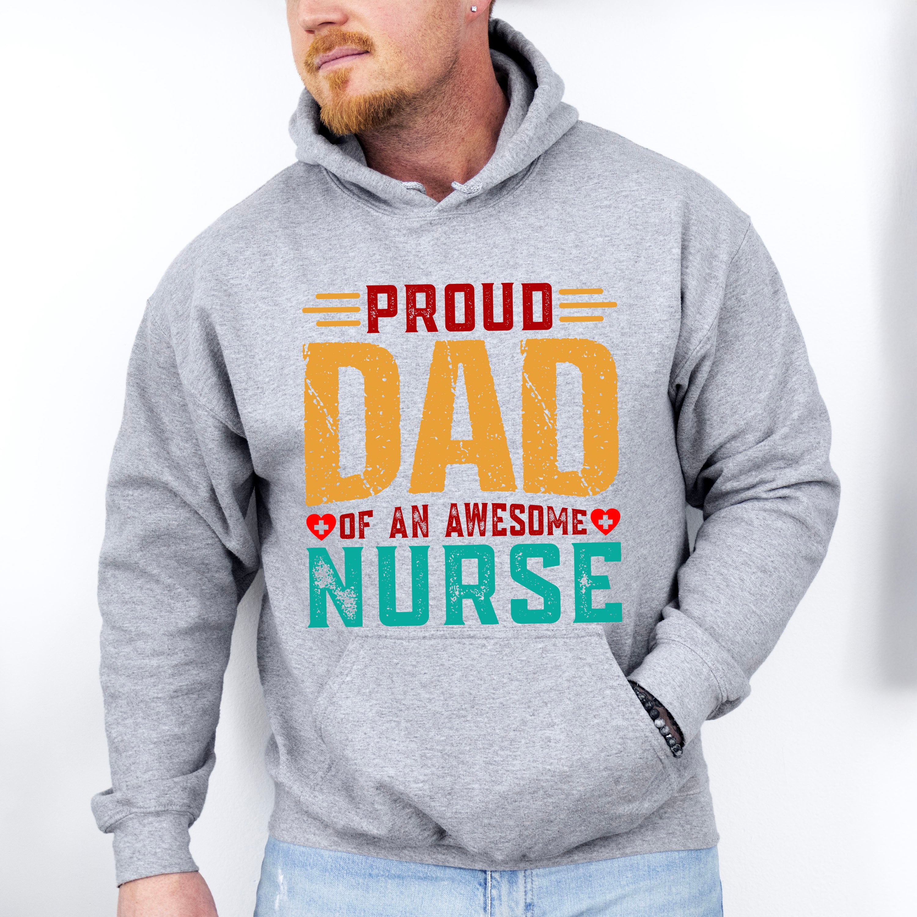 Proud Dad Awesome Nurse Father's Day Unisex Crewneck T-Shirt Sweatshirt Hoodie
