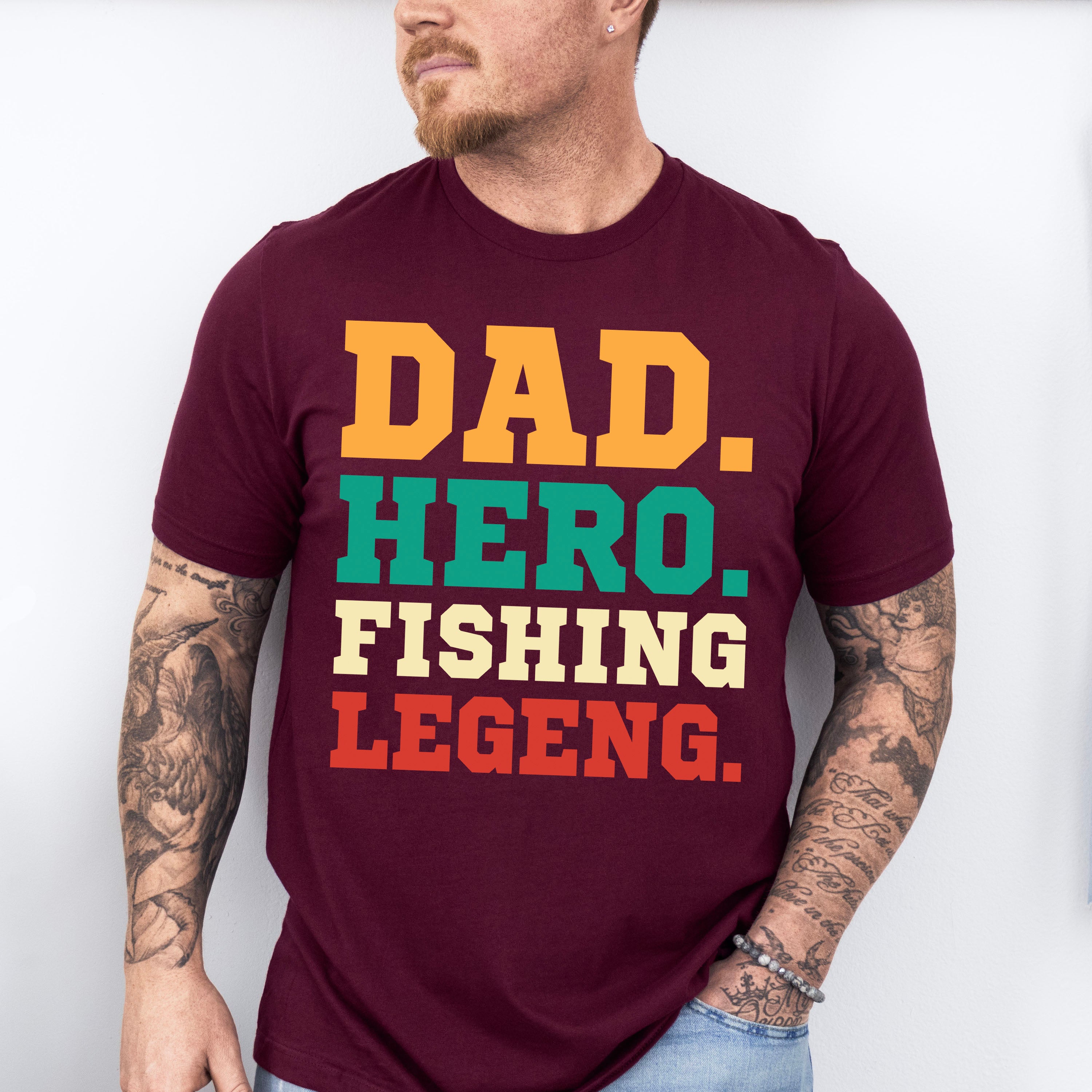 Dad Hero Fishing Legend Father's Day Unisex Crewneck T-Shirt Sweatshirt Hoodie